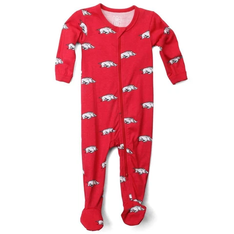 Infant Arkansas Razorback Footed PJs Zippered Baby Pajamas With Feet Cover