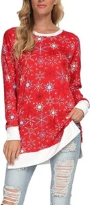 levaca Women's Fall Long Sleeve Side Split Loose Blouses Casual Pullover Top-XXL - Picture 1 of 6