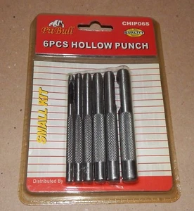 Hollow Punch Set 6pcs Pit Bull CHIP06S 1/8" To 5/16" High Carbon Steel 3.5" 138Y - Picture 1 of 2