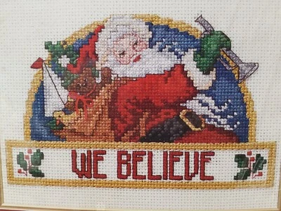 Navidad Punto de Cruz Creemos Santa Vacaciones Tiempo Ocio Artes Nuevo Sellado Foto 1 de 4