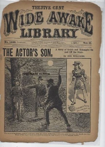 1897 FIVE CENT WIDE AWAKE LIBRARY #1332 ACTOR'S SON STORY DIME NOVEL STORY PAPER - Picture 1 of 2