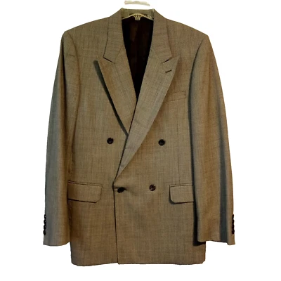 Chaqueta/Abrigo de Traje Evan Picone Doble Pecho Talla 39L Negro Blanco Espiga Usado en Excelente Condición Foto 1 de 4