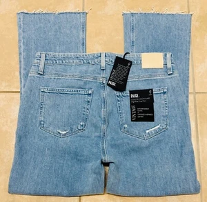 Paige Colette High Rise Crop Flare Distressed Raw Hem Jeans size 31 NEW NWT - Picture 1 of 4