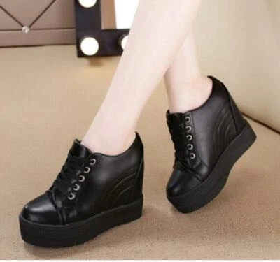 Women High Heel Hidden Wedge Platform Lace Up Pumps Casual Platform Shoes Chic - Image 1 of 4