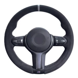 Suede Gray Stitching Steering Wheel Stitch on Wrap Cover For BMW X5 F15 13-18 - Picture 1 of 10
