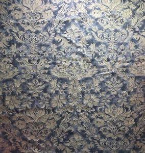 MARVIC Donatella Slate Metallic Gold Linen Acanthus Leaves 1 yard + New - Picture 1 of 4