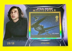2021 Topps Star Wars Masterwork Postage Stamp Relic SC-KR Kylo Ren Purple #28/50 - Picture 1 of 1