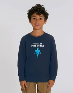 Boys' Sweatshirt. Navy Blue. GENIAL DE PERE EN FILS - Picture 1 of 3