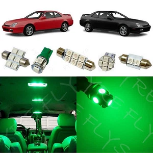 8x Green LED lights interior package kit for 1997-2001 Honda Prelude HL1G - Picture 1 of 6