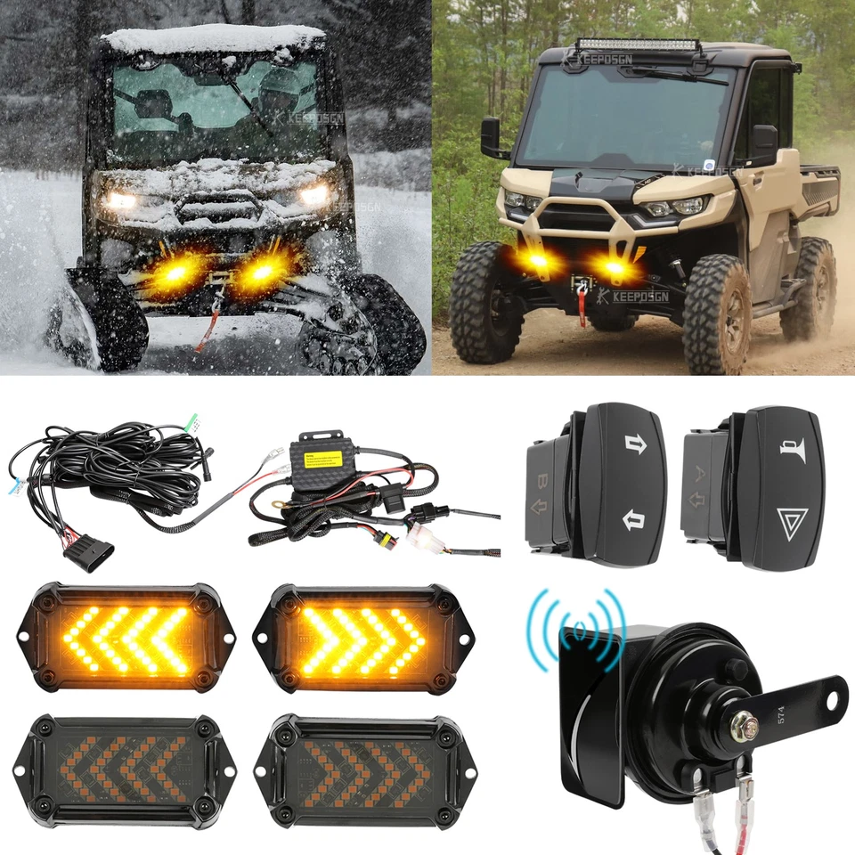 Señales de giro LED UTV para Can Am Defender HD10 HD11 HD9 + Kit de interruptor basculante de bocina Foto 1 de 4