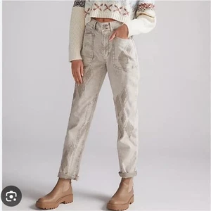Pantaloni Pilcro Anthropologie taglia 26 The Wanderer ricamati boho gamba larga utility - Foto 1 di 22