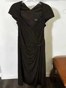 Tadashi Collection Brown Classy Sexy Evening Dress Sweetheart V-neck Ruched M - Picture 1 of 15
