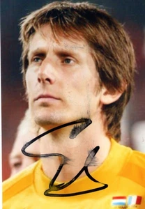 HOLLAND & MAN UNITED: EDWIN VAN DER SAR SIGNED 6x4 ACTION PHOTO + COA - Bild 1 von 1