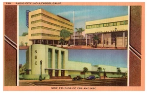 Radio City Hollywood CBS NBC Studios Vintage Linen Postcard Longshaw - Picture 1 of 2