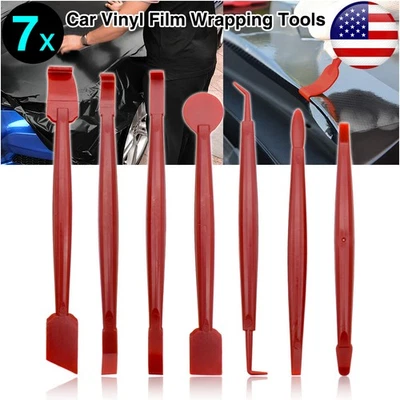7PCS Car Wrap Vinyl Tools Kit 3D Carbon Fiber Decal Film Squeegee Felt Kit DIY - Image 1 of 4