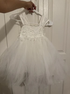 Vestido Niña Flor Satén/Encaje/Tul Longitud Ajustable Color Marfil 2-4 Años Foto 1 de 4