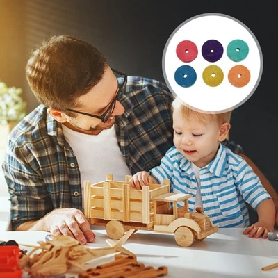 30pcs Colored Wood Wheels Toy Wooden Craft Toy Wheels for DIY Crafting Projects - Image 1 of 4