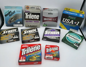 Lotto di 10 lenze da pesca vintage. Stren, Trilene, Remington - Foto 1 di 1