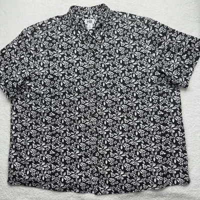Harbor Bay Shirt Mens 5XLT Black White Floral Short Sleeve Button Down Big Tall - Image 1 of 4