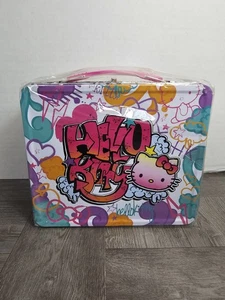 Fiambrera de hojalata Hello Kitty Zoo con asa 2012 Sanrio Y2K estilo graffiti rara - Imagen 1 de 6
