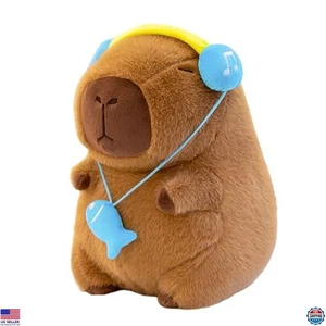 Peluche Ditucu 13" Marrone Capybara con Cuffia - Peluche Super Morbido - Foto 1 di 7