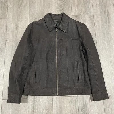 JOS A BANK Executive Collection Men's Brown Leather Zip Jacket Classic Size MD - Image 1 of 4