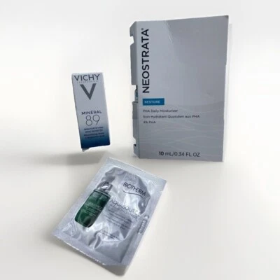 Samples Set-Neostrata daily moisturizer,Vichy daily booster, Biotherm glow serum - Image 1 of 4