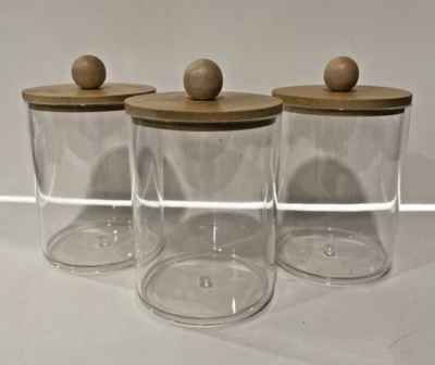 Прозрачная пластиковая банка канистры с бамбуковыми крышками для ванной необходимый - Изображение 1 из 3