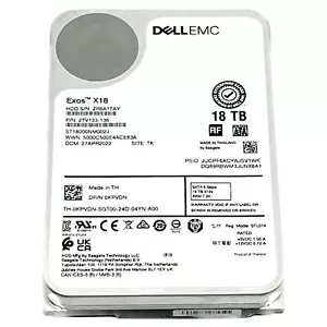 Dell Exos X18 18TB SATA 6Gb/s 7200RPM 3.5-inch Enterprise HDD - ST18000NM002J - Picture 1 of 4