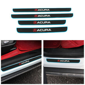 4Pc Blue Rubber Car Door Scuff Sill Cover Panel Step Protector for Acura