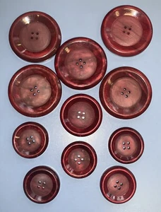 Vintage Lot Of Buttons Marbled Purple Red Maroon Tones 4 Hole - Picture 1 of 5