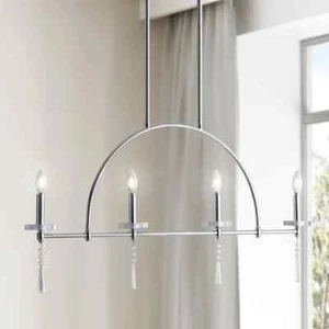 Doris 41" 4-light Linear Metal/Crystal LED Pendant, Chrome - Bild 1 von 6