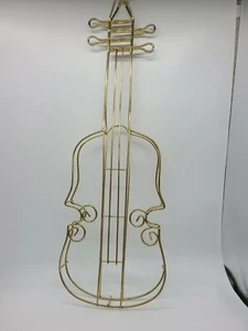 Violin Cello Viola Bass Metal Wire Wall Hanging Decor String Instrument Gold 22" - Picture 1 of 3