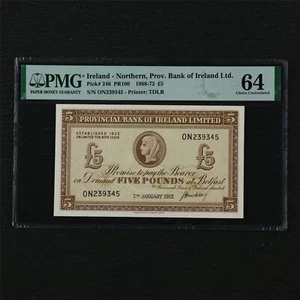 1968-72 Ireland - Northern Prov Bank of Ireland Ltd 5 Pounds P-246 PMG 64 UNC - Picture 1 of 4