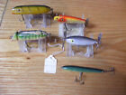 5 Vintage Wood Fishing Lures Paw Paw Shoffner and Others Various Colors