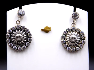 12.1 GM Lab-Created Zircone Cubico Pietra Orecchino 925 Argento Misura 3cm - Immagine 1 di 4