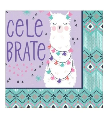 Llama饮料餐巾纸(16)2层羊驼生日派对用品餐具  — 第 1/2 张图片