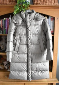 Mango Puffer Coat Size S Quilted Long Water Repellent with Hood Green Pockets - Picture 1 of 21