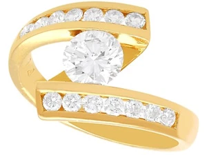 Vintage 1.17Ct Diamond and 18k Yellow Gold Twist Ring Circa 1990 - Picture 1 of 13