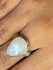 MOONSTONE NATURAL STONE AND SILVER 925 RING SIZE 6.25 - REFLECTIVE-RECEPTIVE