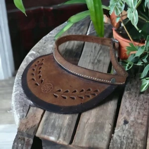 De colección Años 70 Motociclista Motocicleta Cuero Visera Sombrero Tablado en EE. UU. Ajustable Hippie - Imagen 1 de 7