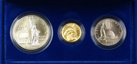 1986 US Mint Liberty Commem 3 Coin Silver & Gold Uncirculated UNC Set as Issued Cover