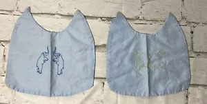 VTG Set of 2 Blue Embroidered Baby Bibs-Elephants, Baby Chicks -50’s Handmade - Picture 1 of 14