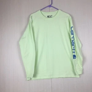 CARHARTT Men's Yellow Long Sleeve Blue Logo Sweatshirt Size L Large (12-14) - Picture 1 of 10