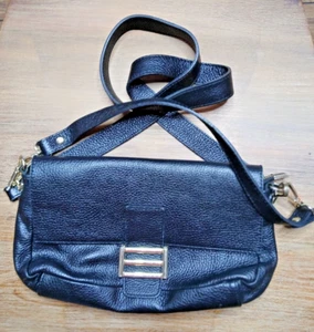 Sac à bandoulière Divina Firenze en cuir galet noir - Photo 1/5