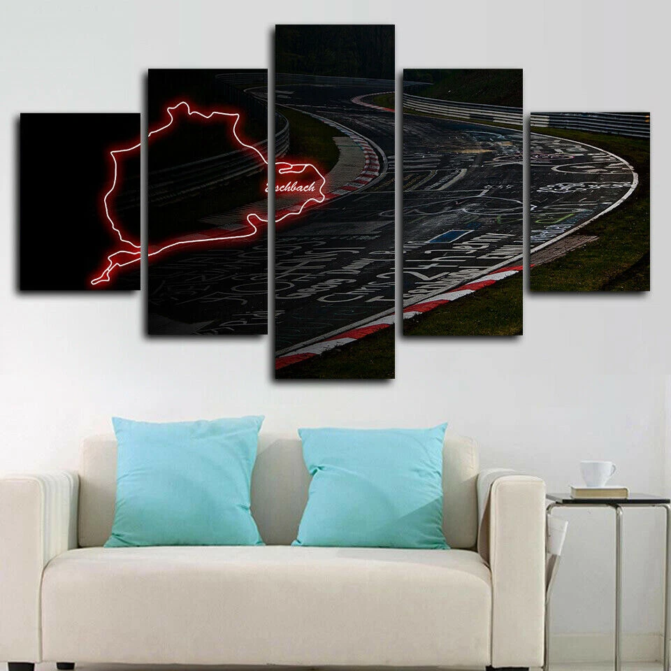 Póster arte pared impresión lienzo circuito pista rally nurburgring 5 paneles decoración del hogar Foto 1 de 4