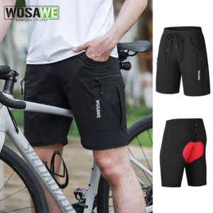 Pantalones de ciclismo 2 en 1 acolchados MTB Short resistentes a la abrasión transpirables WOSAWE para hombre y mujer - Imagen 1 de 14