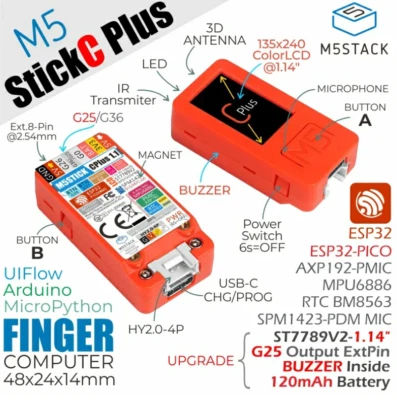 New M5Stack - Original M5Stick Plus ESP32 Development Board IoT - Image 1 of 3