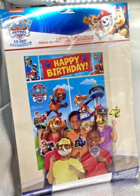 Telón de fondo Paw Patrol con accesorios configuradores de escena con accesorios. Feliz Cumpleaños Fiesta Foto 1 de 2