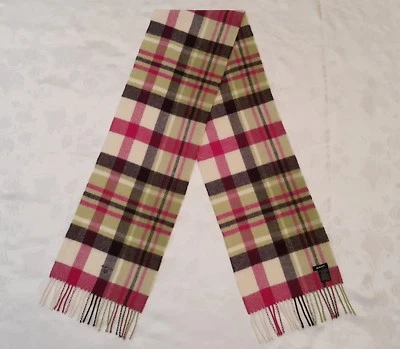 VINTAGE AUTHENTIC GANT PLAIDS & CHECKS LAMBSWOOL LONG MENS FRINGE SCARF - Image 1 of 4